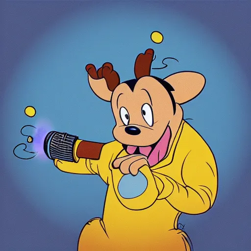 Image similar to “portrait of a cartoon animal, Disney style, pointing a laser gun at the camera”