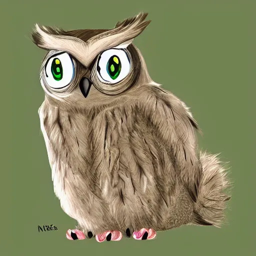 Image similar to a furry owl, digital art by ninxeas