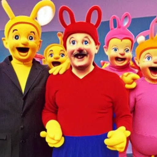 Prompt: happy alexander lukashenko starring in teletubbies