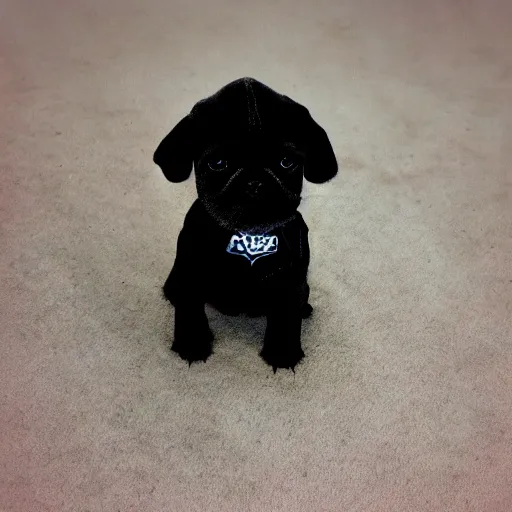 Image similar to puppy inspired by darth vader