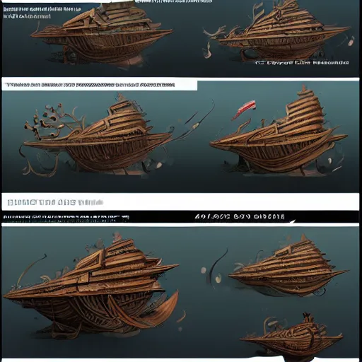 Prompt: Kraken:4, wood ship:1, concept art:1, trending on artstation