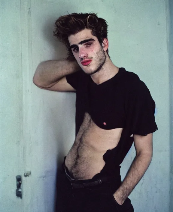 Image similar to portrait of jacob elordi photographed by nan goldin