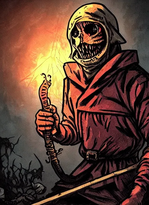 Image similar to concept art of filthy frank as a boss in darkest dungeon, highly detailed, dark atmosphere, cosmic horror, body horror, lovecraft mythos, key character poster