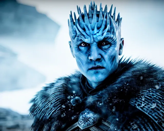 Image similar to clear ice block of justin sun as night king in game of thrones, 4 k, epic, cinematic, focus, movie still, fantasy, extreme detail, atmospheric, dark colour, sharp focus