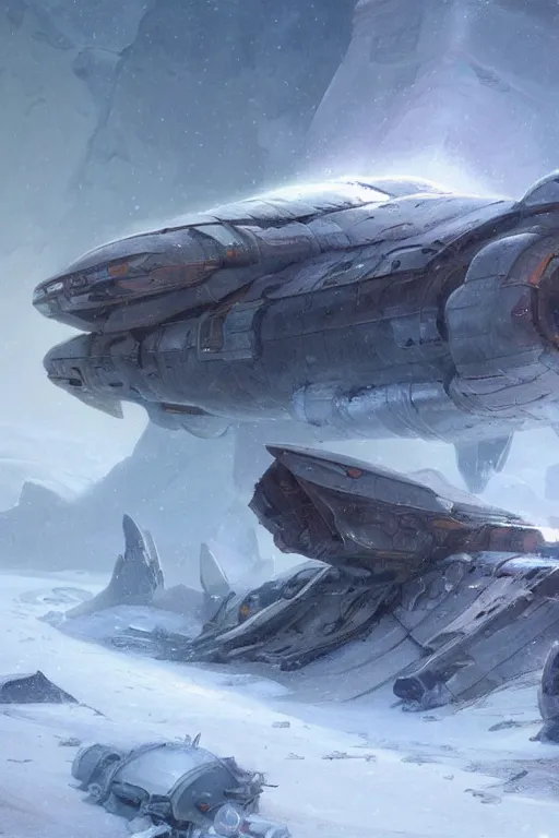 Image similar to ancient crashed spaceship in ice, snowstorm, horror, intricate digital painting artstation concept art smooth sharp focus illustration, art by artgerm and paul chadeisson and greg rutkowski and alphonse mucha