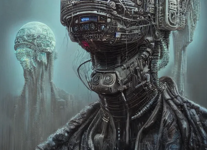 Image similar to highly detailed concept art of neuromancer characters, dystopian post - apocalyptic retrofuturistic vibe, an ultrafine detailed painting by art by hans giger and wayne barlowe, trending on deviantart, pop surrealism, whimsical, lowbrow, perfect symmetrical face, sharp focus, octane, masterpiece