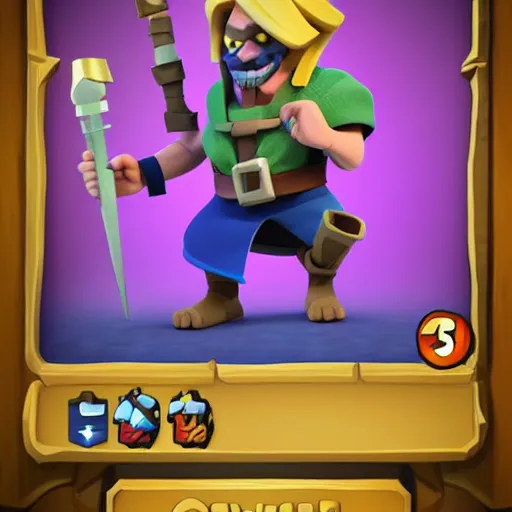 Image similar to clash royale card of a goblin with blonde long hair, ultra detailed