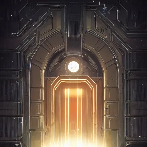 Image similar to an impenetrable vault door, elegant digital illustration by greg rutkowski, cyberpunk, android netrunner