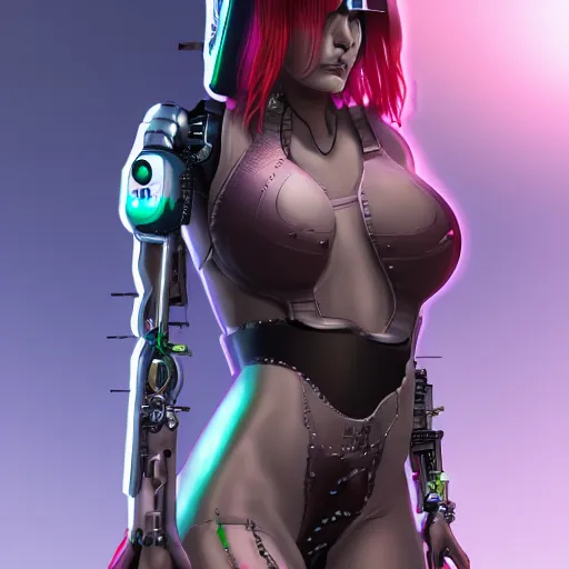 Prompt: cyberpunk cyborg girl in full growth, detailed, full shot, trending on artstation