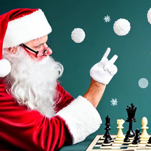 Image similar to santa playing chess with the easter bunny