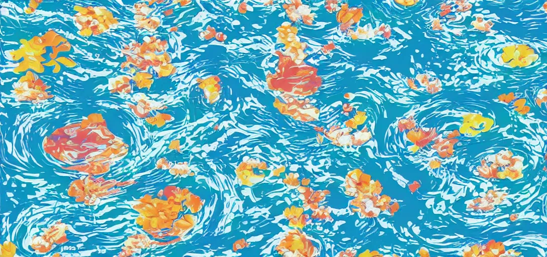 Image similar to pattern of water by ghibli, summer vibes