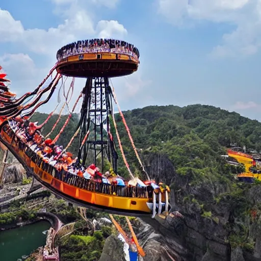 Prompt: just an incredible attraction, a ride on which only the most daring dare. but after visiting such an attraction, emotions will definitely stop for life.