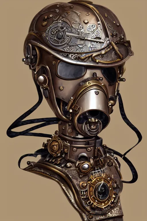 Image similar to steampunk helmet fantasy art mask robot ninja stylized digital illustration sharp focus, elegant intricate digital painting artstation concept art global illumination ray tracing advanced technology chaykin howard and campionpascale and cooke darwyn and davis jack