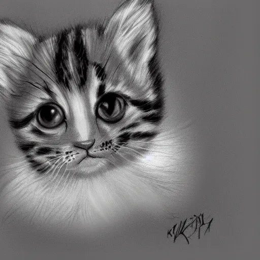 Image similar to drawing of a cute kitten