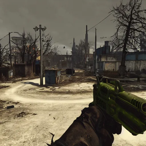Image similar to Bruges post-nuclear war in Fallout 4, in game screenshot