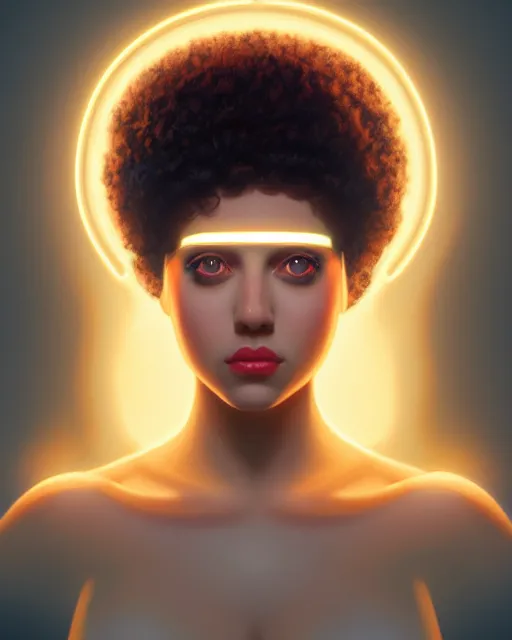 Image similar to symmetry portrait of poly styrene, glam, feminine, glowing lights intricate, elegant, highly detailed, digital painting, artstation, concept art, smooth, sharp focus, illustration, art by artgerm and greg rutkowski and fra angelico and unreal engine 5