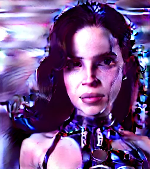 Image similar to underwater portrait of lana Del Rey as a cyborg, octane render, kingdom come by Alex Ross