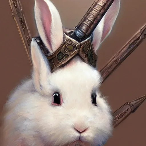 Image similar to White dwarf rabbit as a fantasy D&D character, portrait art by Donato Giancola and James Gurney, digital art, trending on artstation