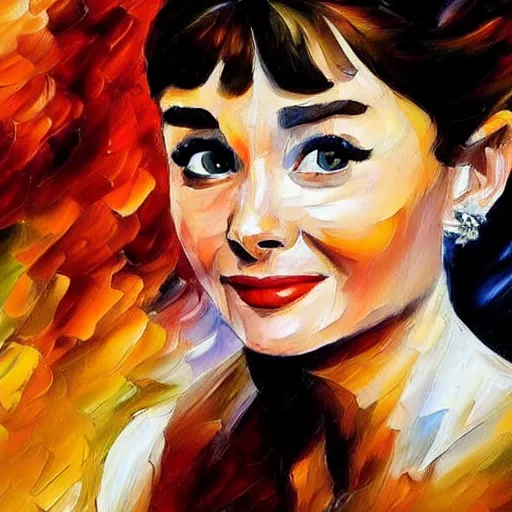 Image similar to a portrait of a audrey hepburn, leonid afremov