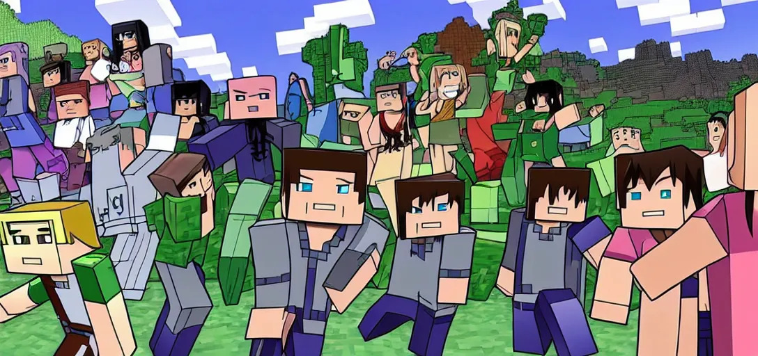 Prompt: Minecraft if it was an Anime