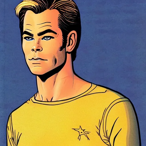 Image similar to chris pine retro minimalist portrait by jean giraud, moebius starwatcher comic, 8 k