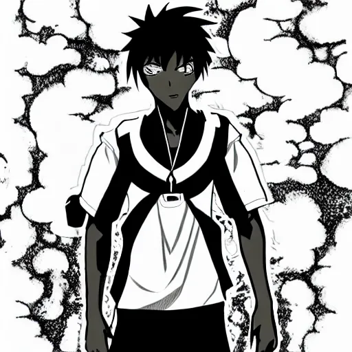 Image similar to black and white anime boy