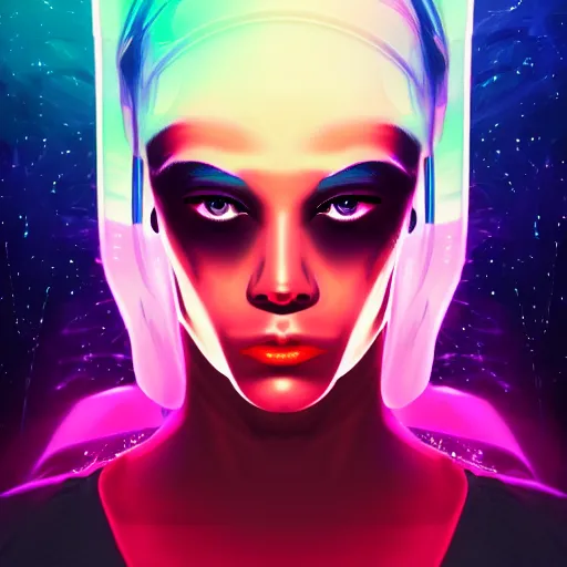 Image similar to portrait from a skunk, synthwave, universe background, nebula, galaxy, artstation