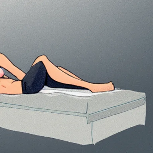 Image similar to high - quality sketch of a person reclined on a mattress