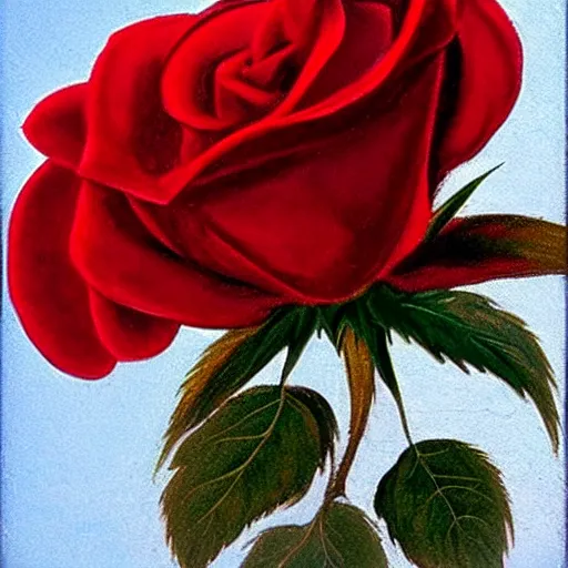 Image similar to red rose, da vinci painting