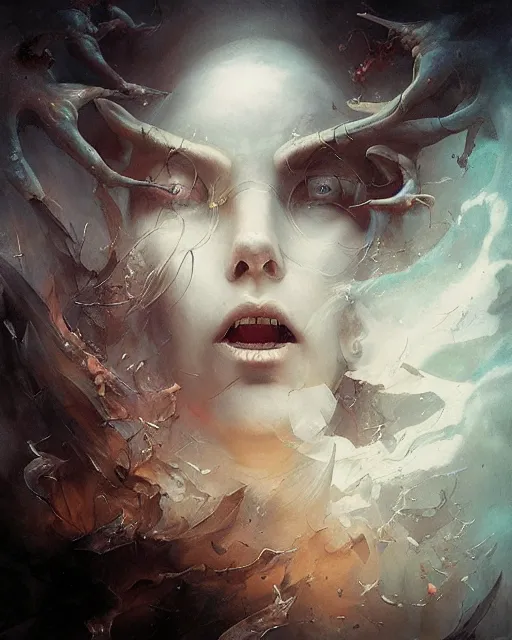 Prompt: conjuring an image from noise, by peter mohrbacher, brooke shaden, and greg rutkowski, intricate, artgerm