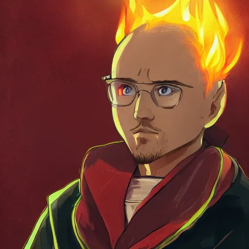 Prompt: Portrait of Jesse Pinkman the Flame Alchemist, Anime Fantasy Illustration by Tomoyuki Yamasaki, Kyoto Studio, Madhouse, Ufotable, trending on artstation