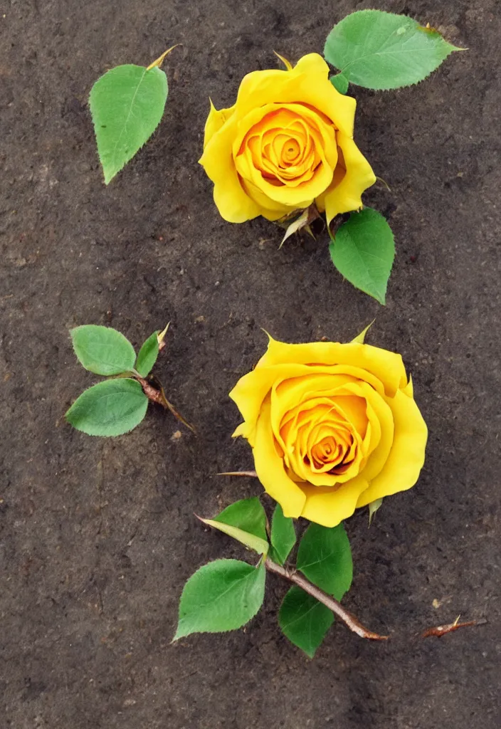 Image similar to a beautiful yellow rose with blood - stained thorns