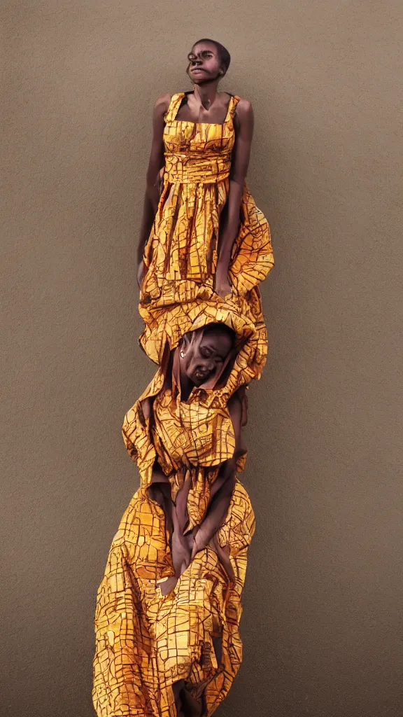 Image similar to character design, african woman, long billowing dress, realistic, photograph