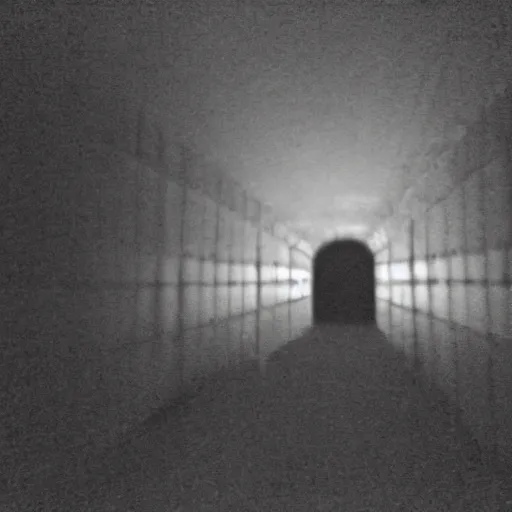 Image similar to insane nightmare, no light, everything is blurred, creepy shadows, someone is hiding in the corne , very poor quality of photography, 2 mpx quality, grainy picture