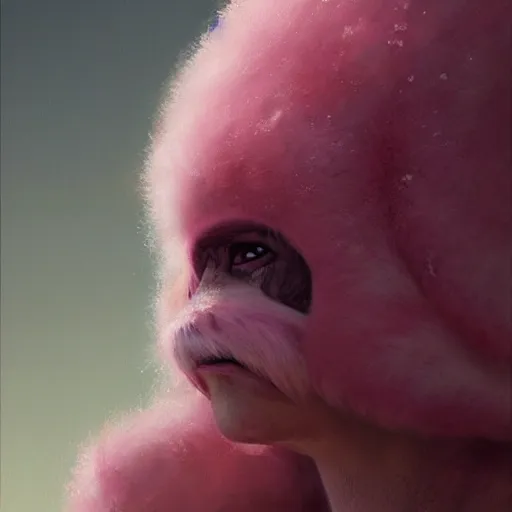 Image similar to fuzzy pink alien, portrait by greg rutkowski