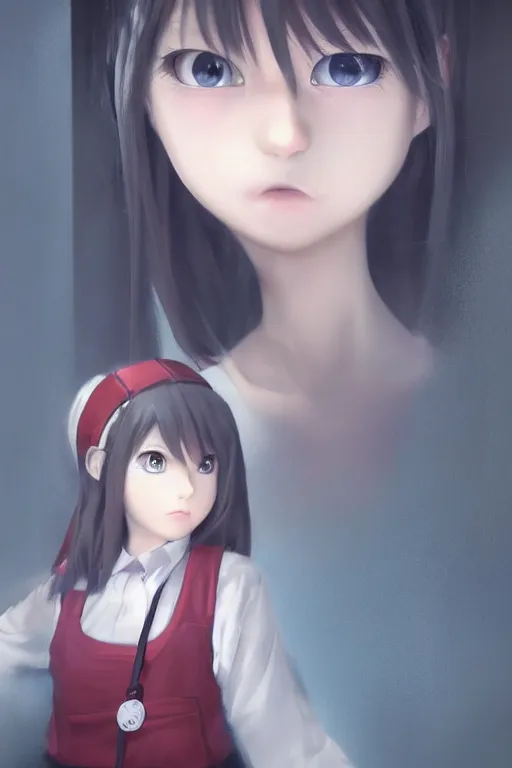 Prompt: 3d dark infrared octane render portrait of beauty anime schoolgirl under dark japan subway. cute face. dramatic light, trending on artstation, 3d art by hayao miyazaki oil painting