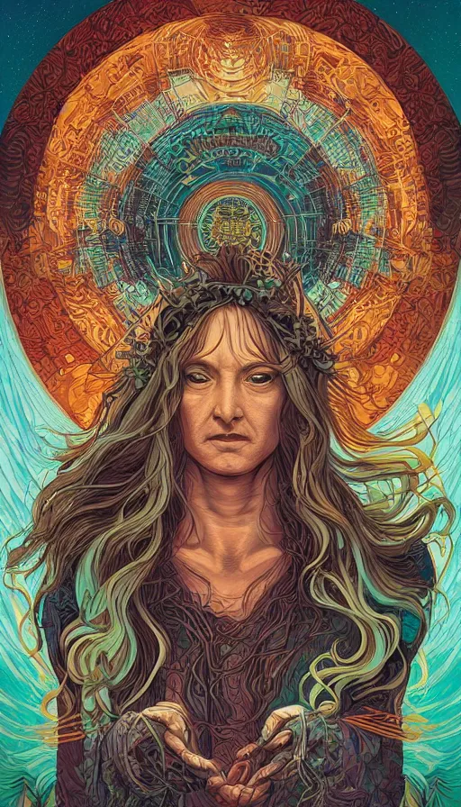 Prompt: The oracle of the ancient wisdom of dreams, italian futurism, da vinci, Dan Mumford, Josan Gonzalez