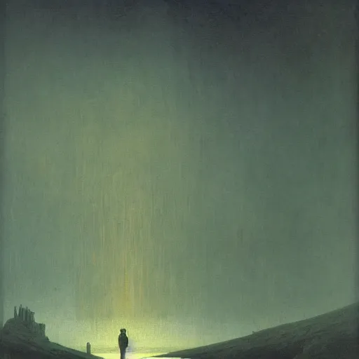 Prompt: the last signal of life, by Caspar David friedrich
