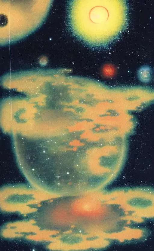 Prompt: painting of space by kitano tsunetomi, 1 9 3 9