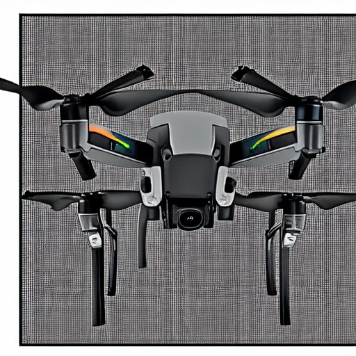 Image similar to a leonardo da vinci schematic of a DJI Mavic Mini 2 drone