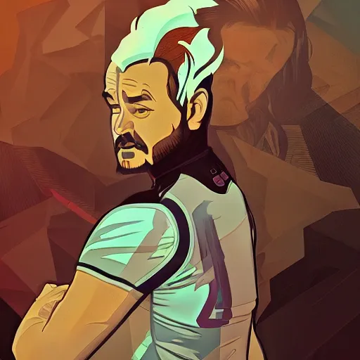 Image similar to Bill Murray as Tony Stark, ambient lighting, 4k, alphonse mucha, lois van baarle, ilya kuvshinov, rossdraws, artstation