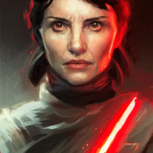 Image similar to portrait of a man by greg rutkowski, royalti jedi knigh, short black hair, star wars expanded universe, she is about 5 0 years old, elegant, prideful, wearing red jedi armor, highly detailed portrait, digital painting, artstation, concept art, smooth, sharp foccus ilustration, artstation hq