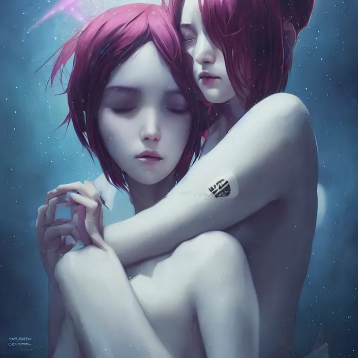 Image similar to alien love - by tom bagshaw, by ilya kuvshinov, rtx rendering, octane render 1 2 8 k, maya, extreme high intricate details by wlop, digital anime art by ross tran, medium shot, close up shot, composition by sana takeda, dramatic lighting by greg rutkowski, 8 k, trending on artstation