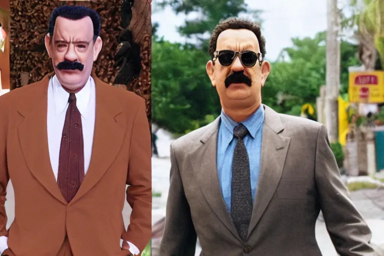 Image similar to Tom Hanks cosplaying as Borat, 8k resolution