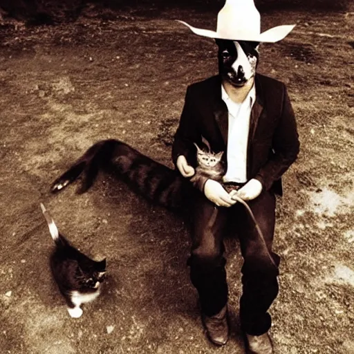 Image similar to Cat wearing a cowboy-hat by Anton Corbijn