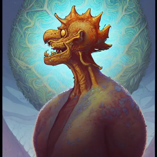 Prompt: fungus mohawk projector portrait by gaston bussierre and charles vess and james jean and erik jones and rhads, inspired by rick and morty, epic, funny, huge scale, beautiful fine face features, intricate high details, sharp, ultradetailed