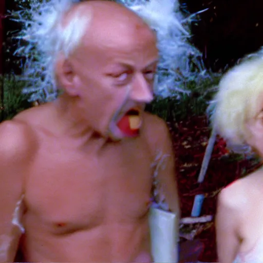 Image similar to found vhs still of trash humpers going crazy