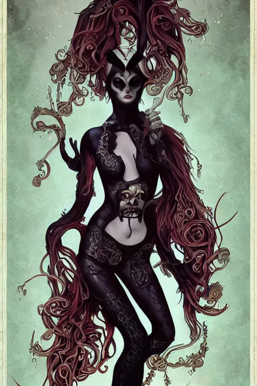 Image similar to haunted - punk, lovecraftian, art nouveau, trending on artstation, digital art by brom, natalie shau, artgerm