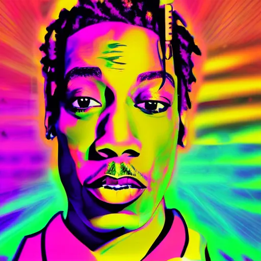 Image similar to wiz khalifa psychedelic digital art