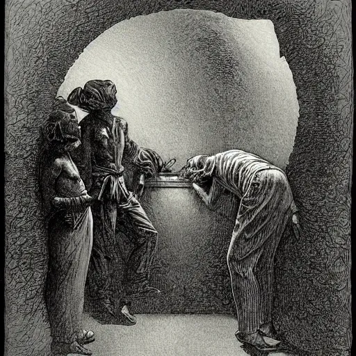 Image similar to 1 9 8 4 by george orwell, chiaroscuro, high detail, illustration by gustave dore